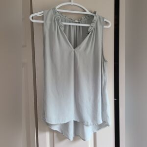Eyeshadow Light Blue Flowy Summer Sleeveless Blouse